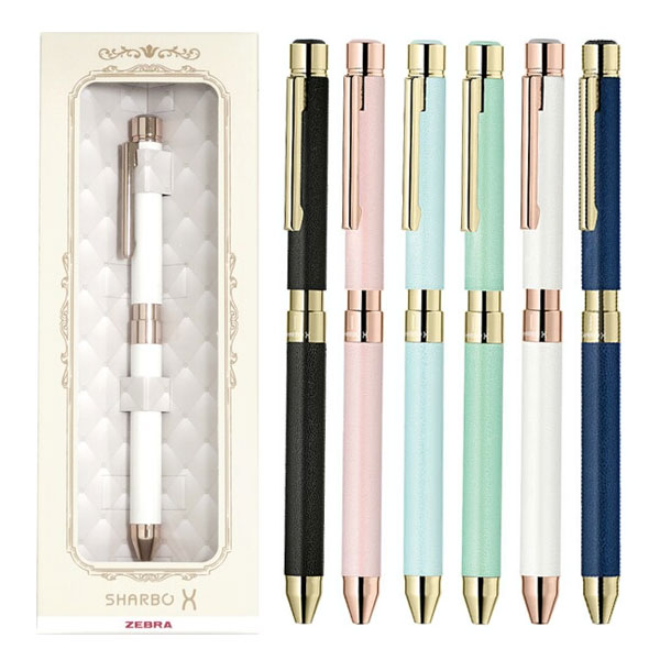 限定セット シャーボX SL6 レザー調 ゴールドメッキタイプ <リフィルセット:シャープ0.5mm、ジェルJSB 0.5mm芯(ブラック/カーマインレッド)> 複合ペン ゼブラ SB36【送料無料*】