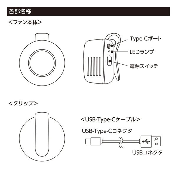 360度回転クリップファン [全2色] トレードワークス TC-0031
